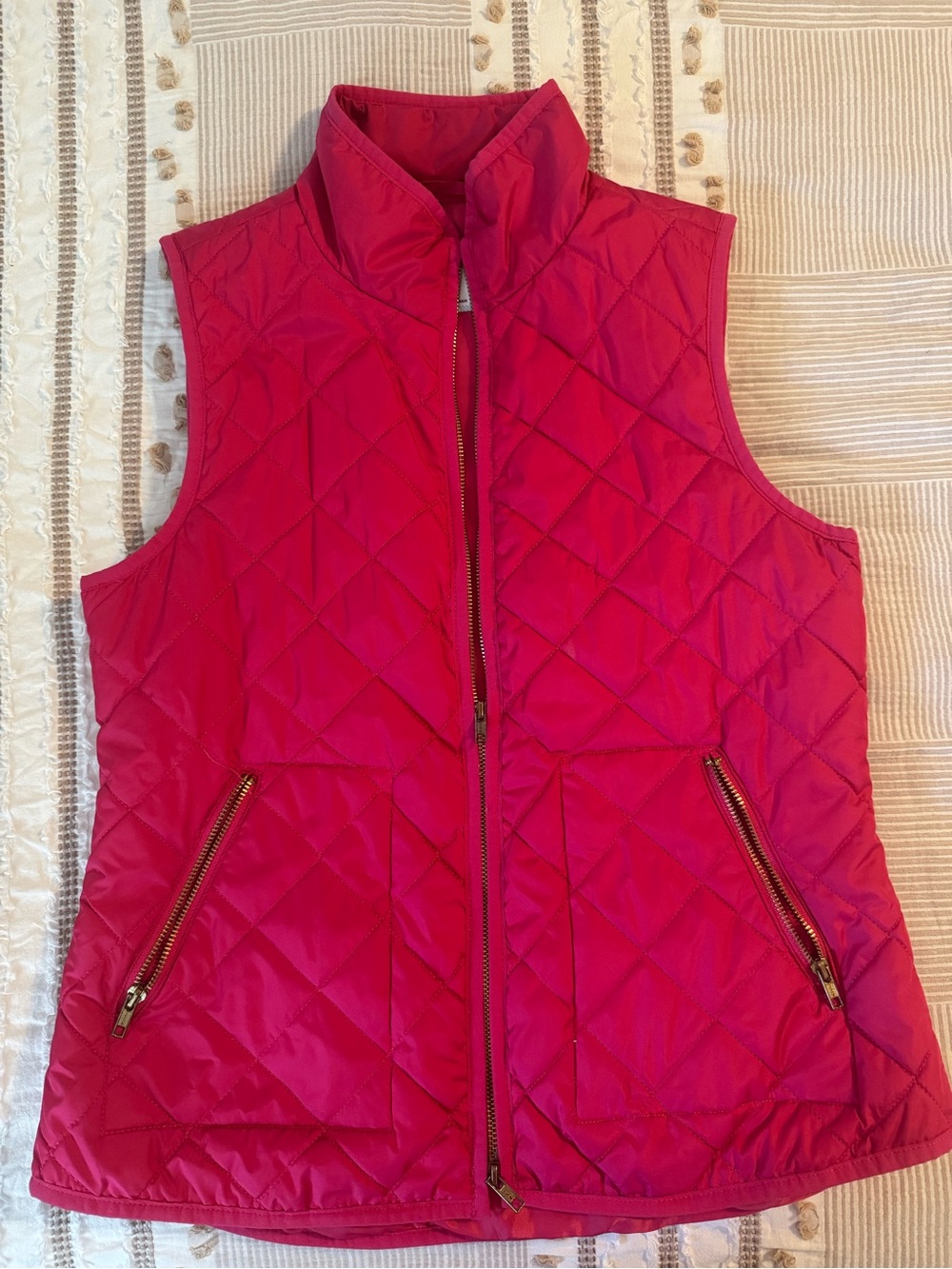 Quilted Sleeveless Vest - Bright Pink